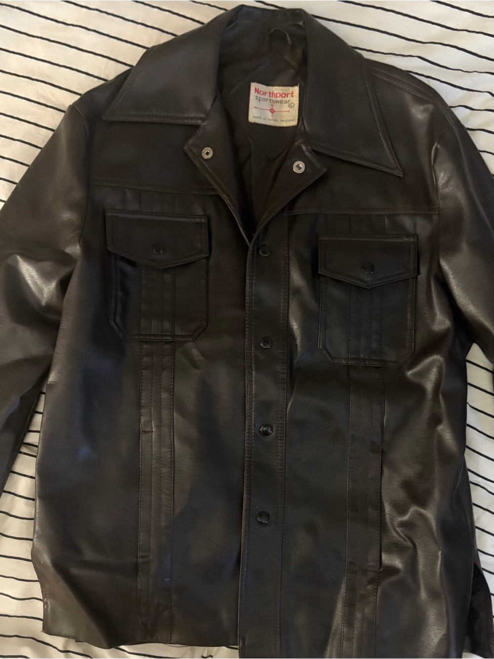 Northport Men’s Dark Brown Faux Leather Shirt Jacket